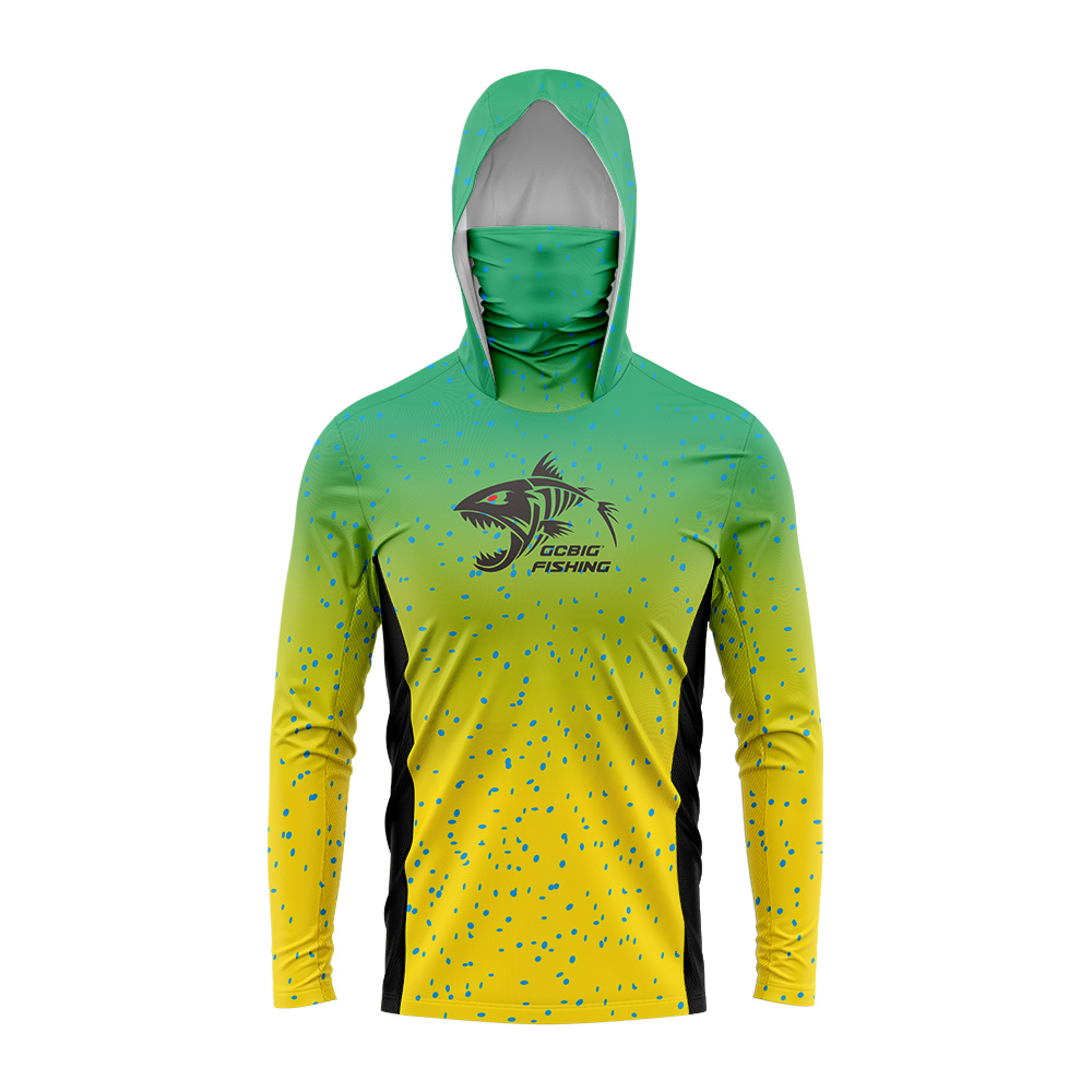 Gradient Green‑Yellow Skeleton - Fishing Hoodie ulasan dan harga