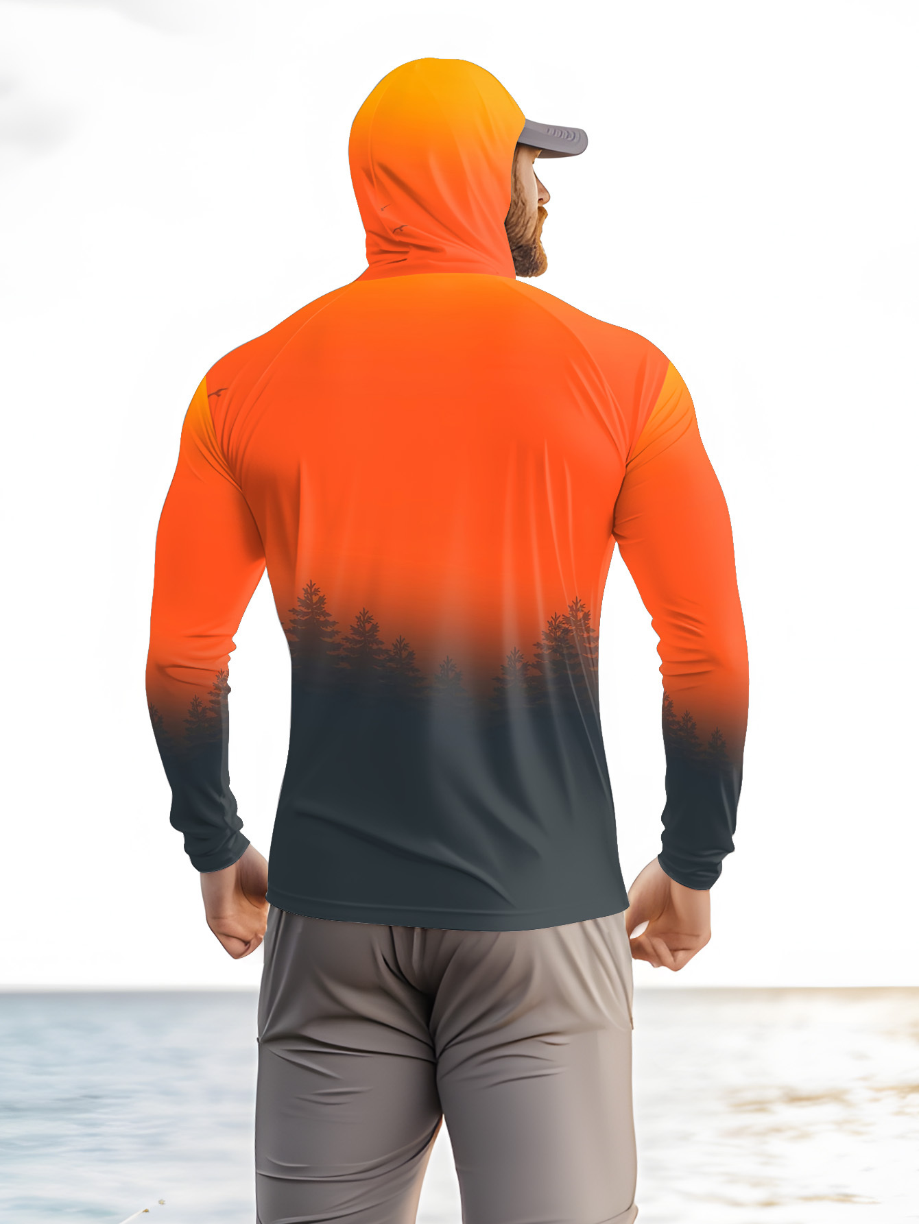 Men's Gradient Forest Printed  - Fishing Hoodie ulasan dan harga